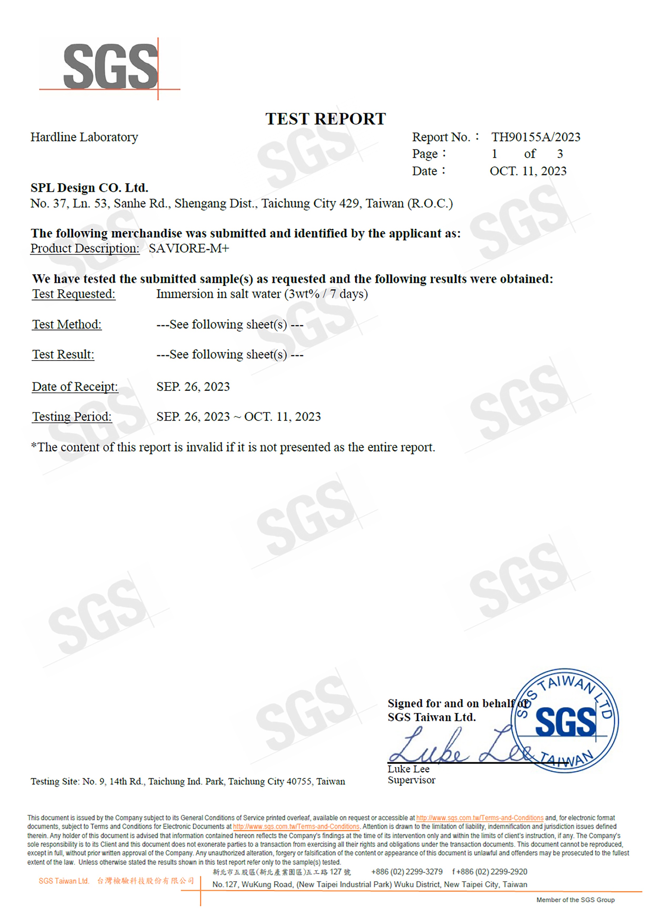 SGS - Corrosion test